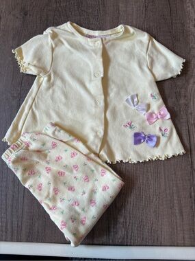 Vintage 90s 2000s Baby Girl Little Lindsey Summer Outfit Set Butterfly Bows 6-9M